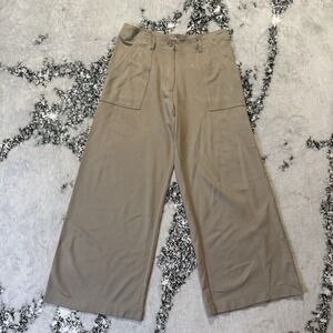Max‎ Studio London Pants Womens Size L Beige Wide Leg Utility Trousers High Rise